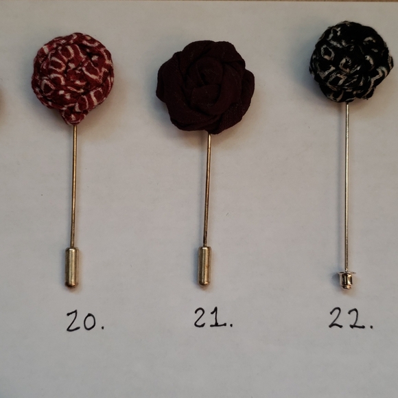 Hand sewn vintage kimono silk lapel stick pins - Picture 10 of 16